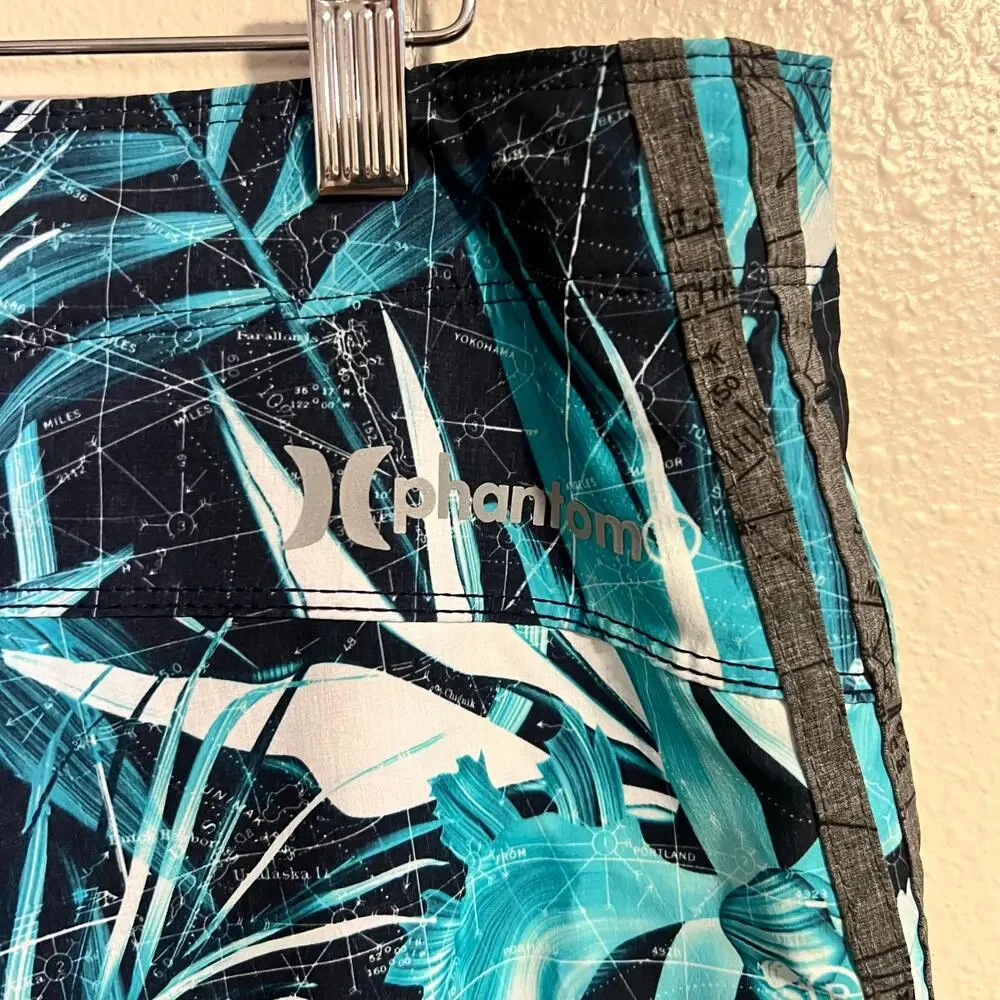Hurley Men's Blue Tropical Print Swim Trunks Size 34